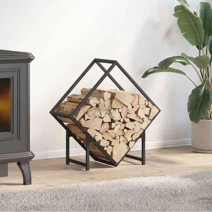 VidaXL Portant de bois chauffage noir 60x25x60 cm 864279