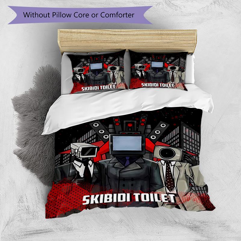 3pcs Skibidi Toilet Multiverse2 Design Cover Set - HD Printed Bedding with 1 Cover and 2 Pillowcases - Perfect for Home and Dorm Decor