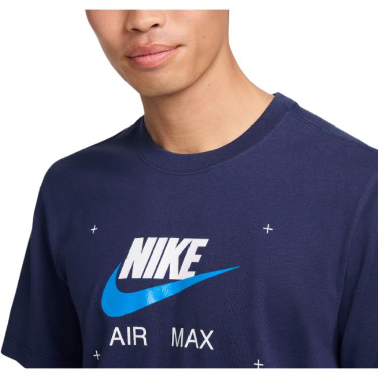 

Nike Sportswear Classics Logo Print Round Neck Short Sleeve T-Shirt Men T-Shirts Navy-Blue FV3779-410 M