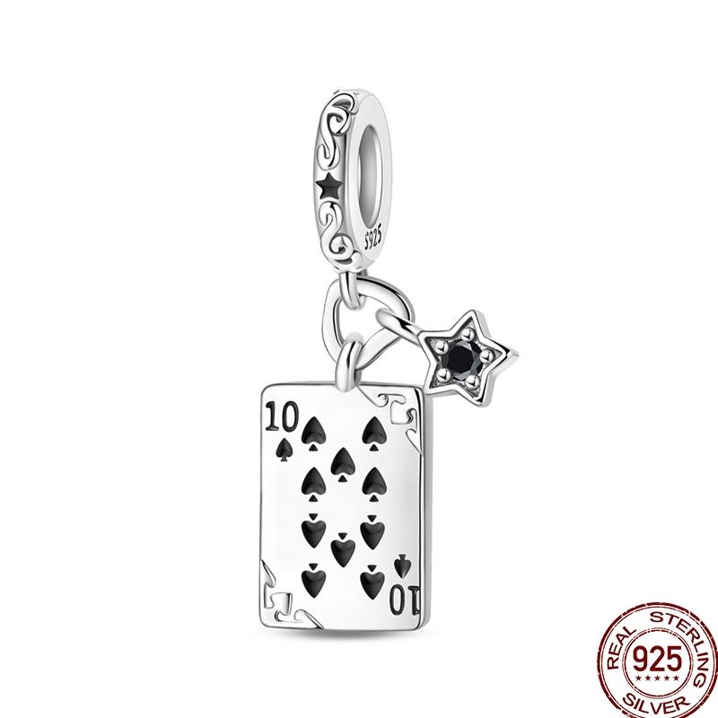 Original Charms Copper Poker Kitty Charms Bead Heart Marry Pave Zircon Fit 3Mm Bangle Bracelet Jewelry Gifts Making