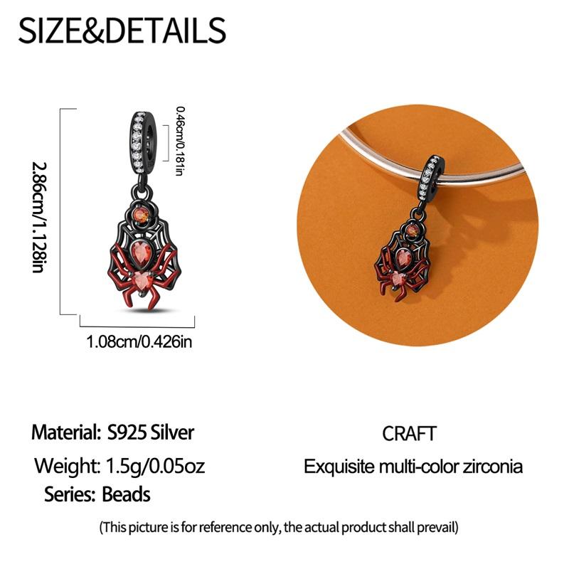 Copper Black Rose Spider Pendant Charms Jewellery Fit Original Bracelet Necklace For Women Diy Gift