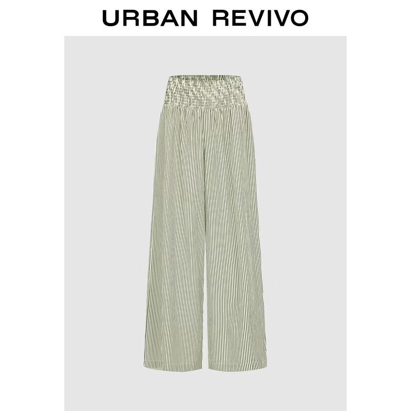 UR Women s Loose Fit Striped Smocked Wide-Leg Pants S