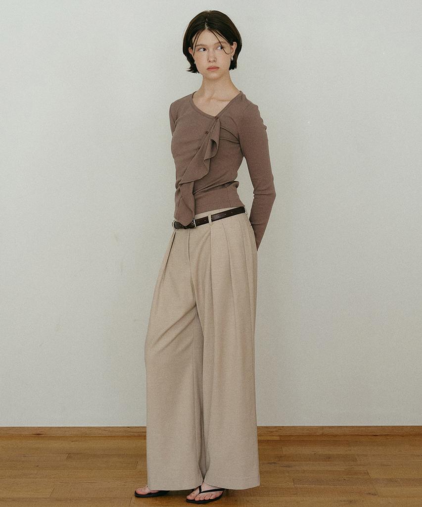 MAKE A TOAST Wool High-Waisted Belted Wide Pants Beige Mbefpa003Be
