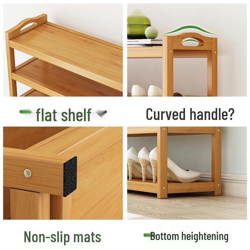 Economical Bamboo Shoe Rack for Home Entrance, Stylish Multi-layer Indoor Storage Cabinet