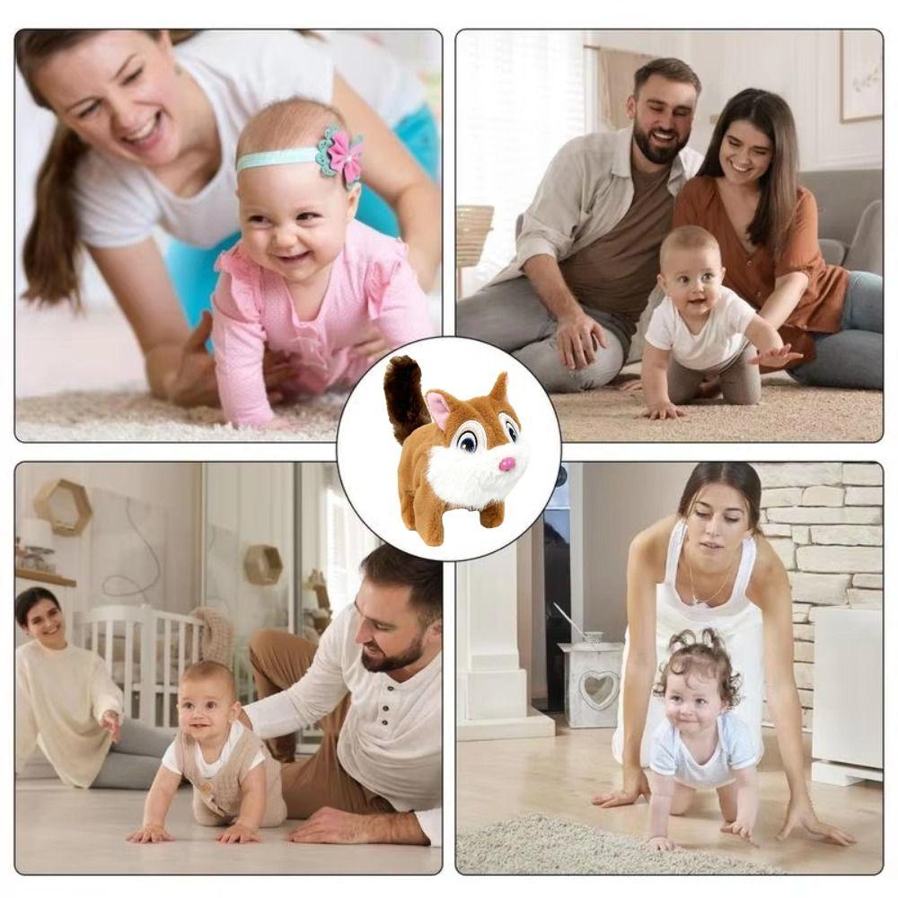 Electronic Simulation Squirrel Moving Toy Animated Squirrel Walking Toy  Plush Children's Gift