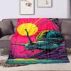 "Surreal Snail Under Neon Sun" Patterned flannel blanket perfect for the bedroom living room, sofa, or a little nap