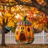 Waterproof Pumpkin Bird House Vibrant Orange Weatherproof Garden Bird Shelter Hollow Inside Durable Base Resin Birdhouse Nest