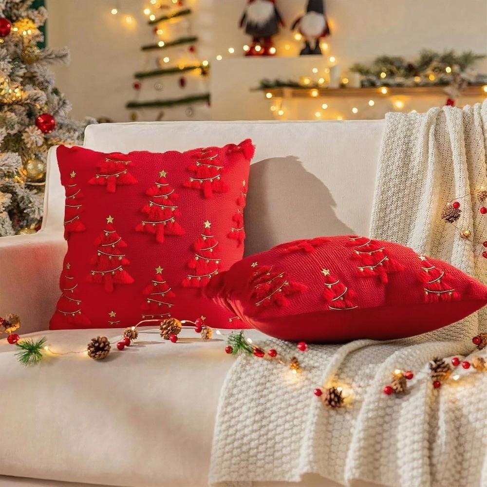 New Christmas Day Pillowcase Short Xmas Tree with Light Cushion Slipcover Reindeer Throw Pillow Cover Sofa Decoration