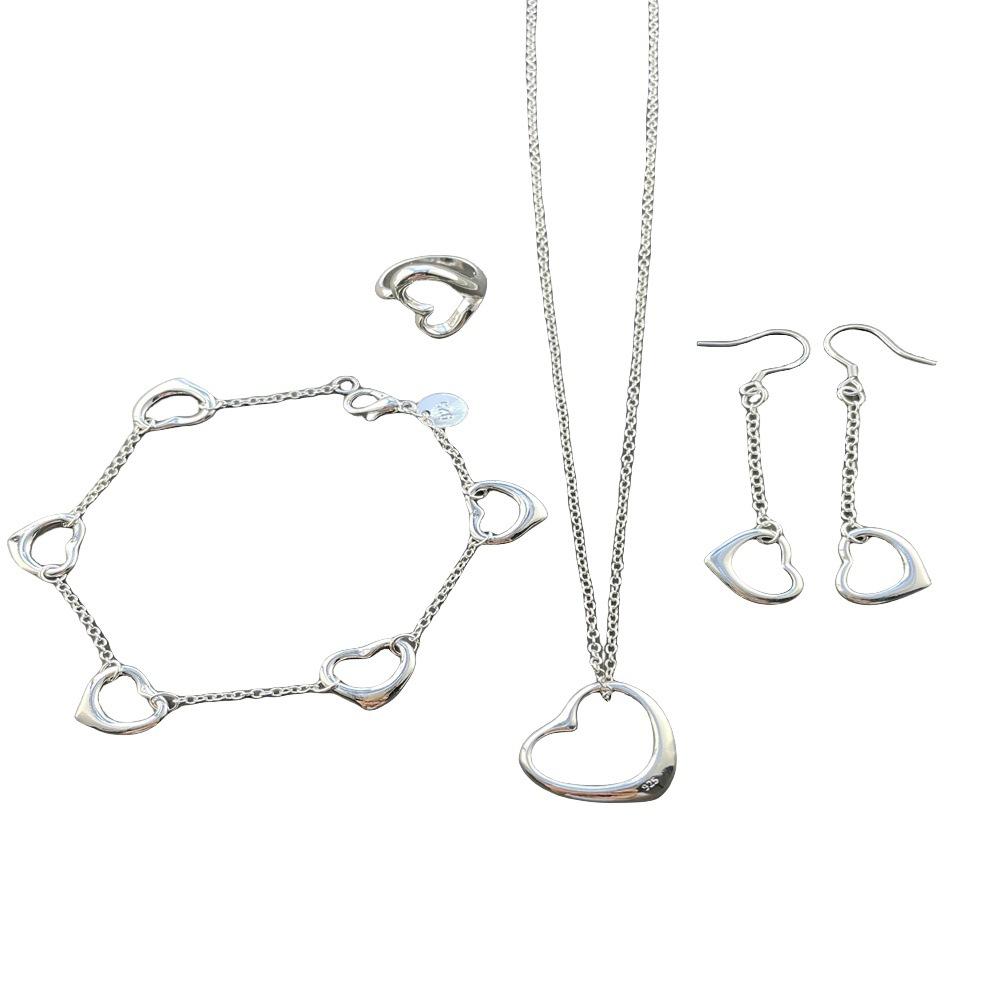Colier Inimă Cercei Inel Brățară, Set T117