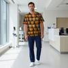 Men's V Neck Halloween Print Scrub Top with Chest Pocket and Two Front Pockets for Healthcare Professionals Workwear