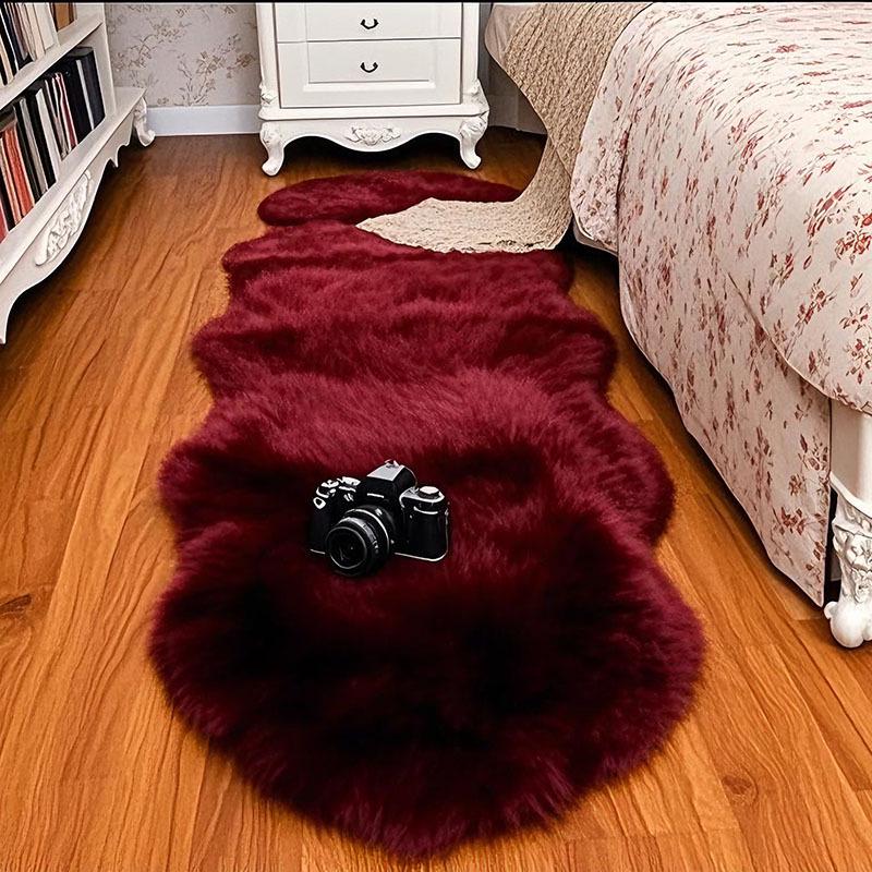 Cross-border Long-Pile Carpets: Irregular Faux Wool Rugs for Living Room, Bay Window, and Bedside