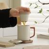 Premium Ru Ware Ceramic Tea Cup with Lid and Water Separator for Office or Personal Use