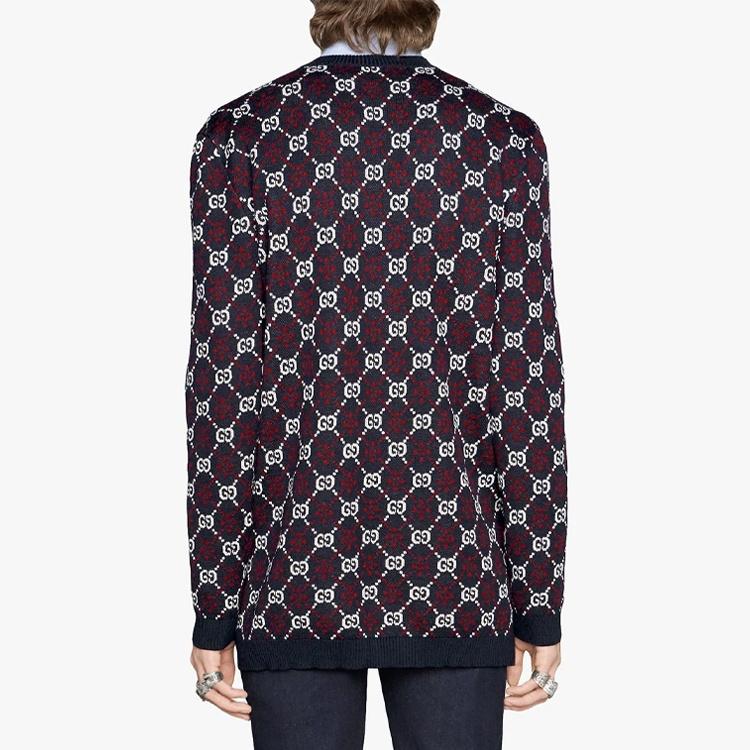 Gucci Logo Embroidered V Neck Sweater 'Navy' Men's 553605-XKAHC-4548