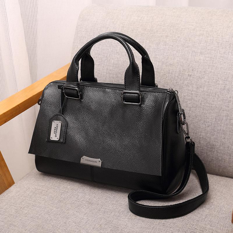 Luksusowa damska skórzana torba na ramię w stylu retro, duża pojemność, damska torba typu crossbody w jednolitym kolorze