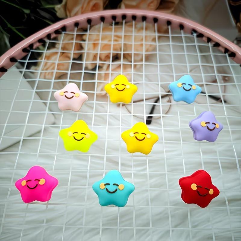 Silikonový tlumič vibrací tenisové rakety ve hvězdném stylu, měkké tlumení nárazů, vícebarevný, pro rekreační tenis