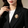Year of the Goat Sheep Brooch Shiny Rhinestone Inlaid French Court Pin for Women Party Clothing Accessory Gift