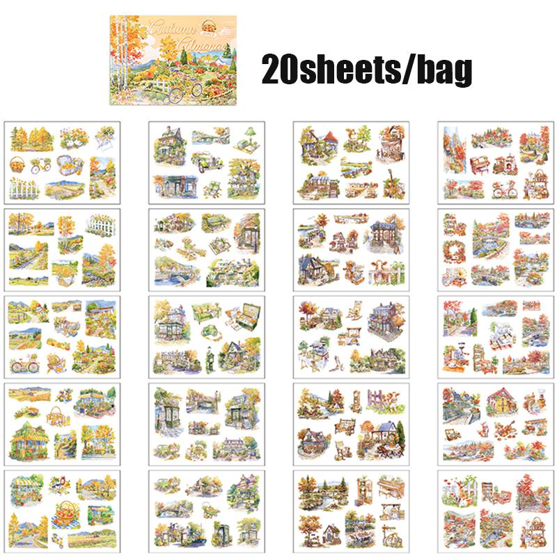 

20 листов/пакет Серия «Времена года» Книга наклеек большого формата Ручной учет Пейзаж для офисной наклейки Украшение настольного дневника