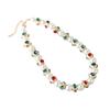 Vintage Heavy Craftsmanship Glass Pearls Necklace With Red Green Gemstones Designs Zinc Alloy Jewelry for Women