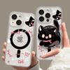 Black cat magnetic bracket bracelet is suitable for Apple 16promax mobile phone case 13 transparent silicone 15 cute 14 girls