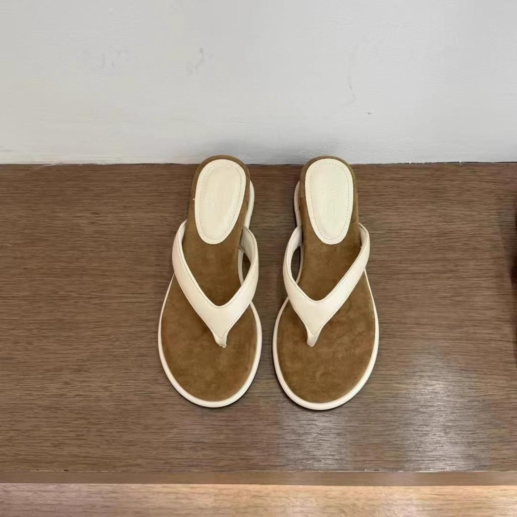 French Flip-toe Beach Vacation Shoes Flip-flops Versatile Wedge Heels Flip-flops Women's Summer Sandals