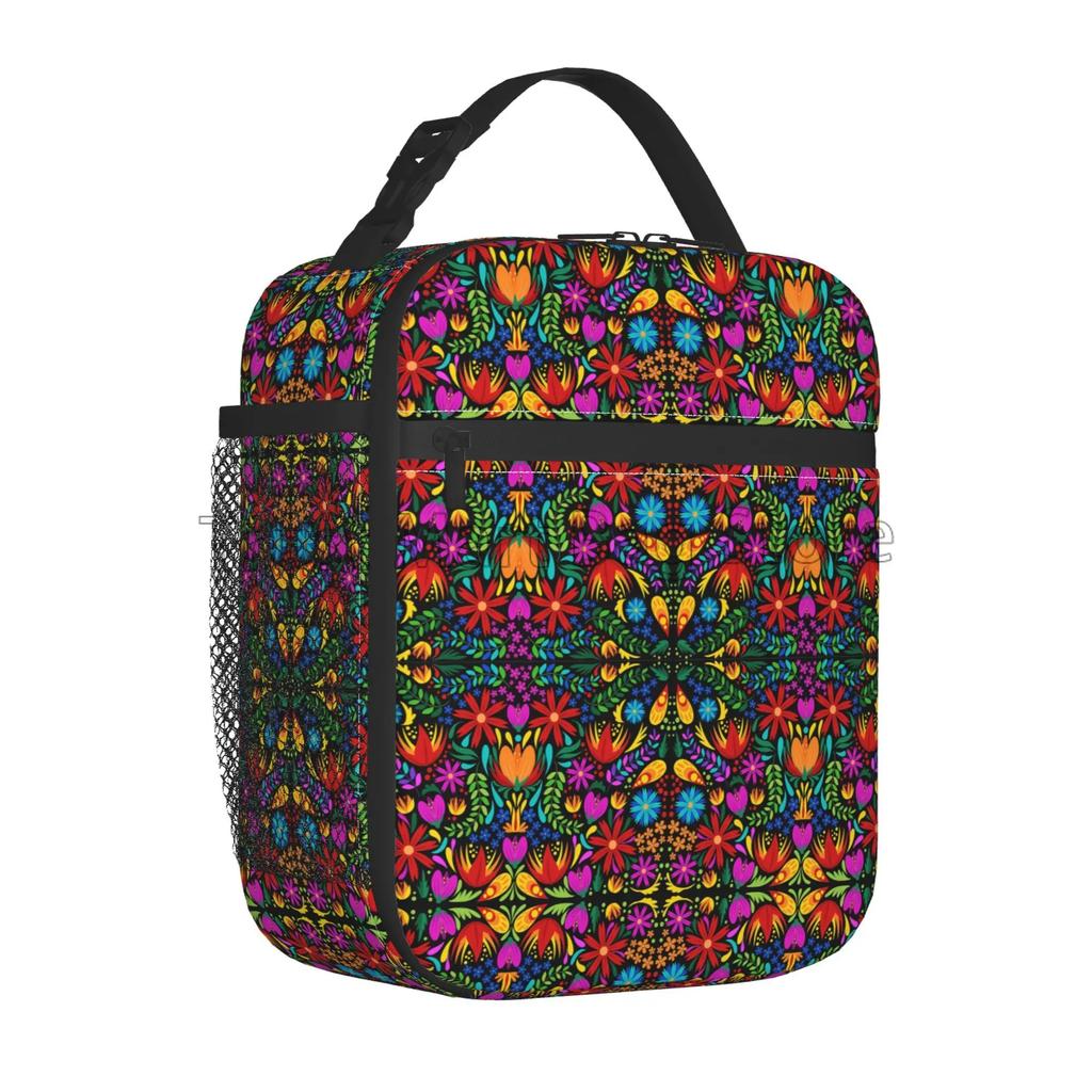 Colorful Mexican Flower Lunch Box Reusable Lunch Bag Work Bento Cooler Reusable Tote Picnic Boxes Insulated Container for Picnic