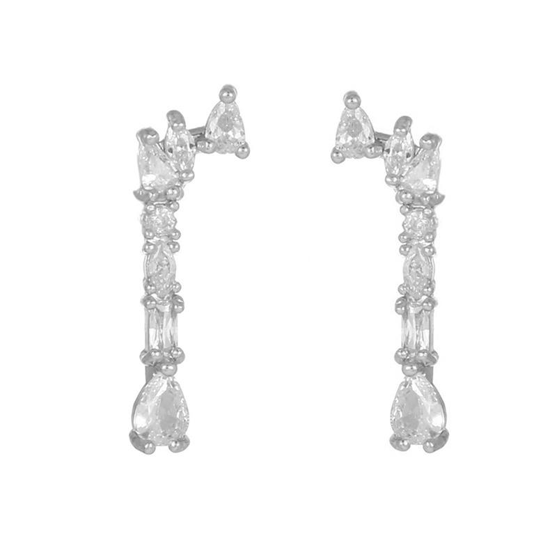 2025 New Design Gold Color Zircon Water Drop Small Hoop Earrings Women Copper Pendant Piercing Korean Earrings Wedding Jewelry