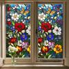 Vintage Art Glass Stickers Painted Flowers Stained Window Films Bathroom Home Decor Static Cling Frosted Privacy Glass Films