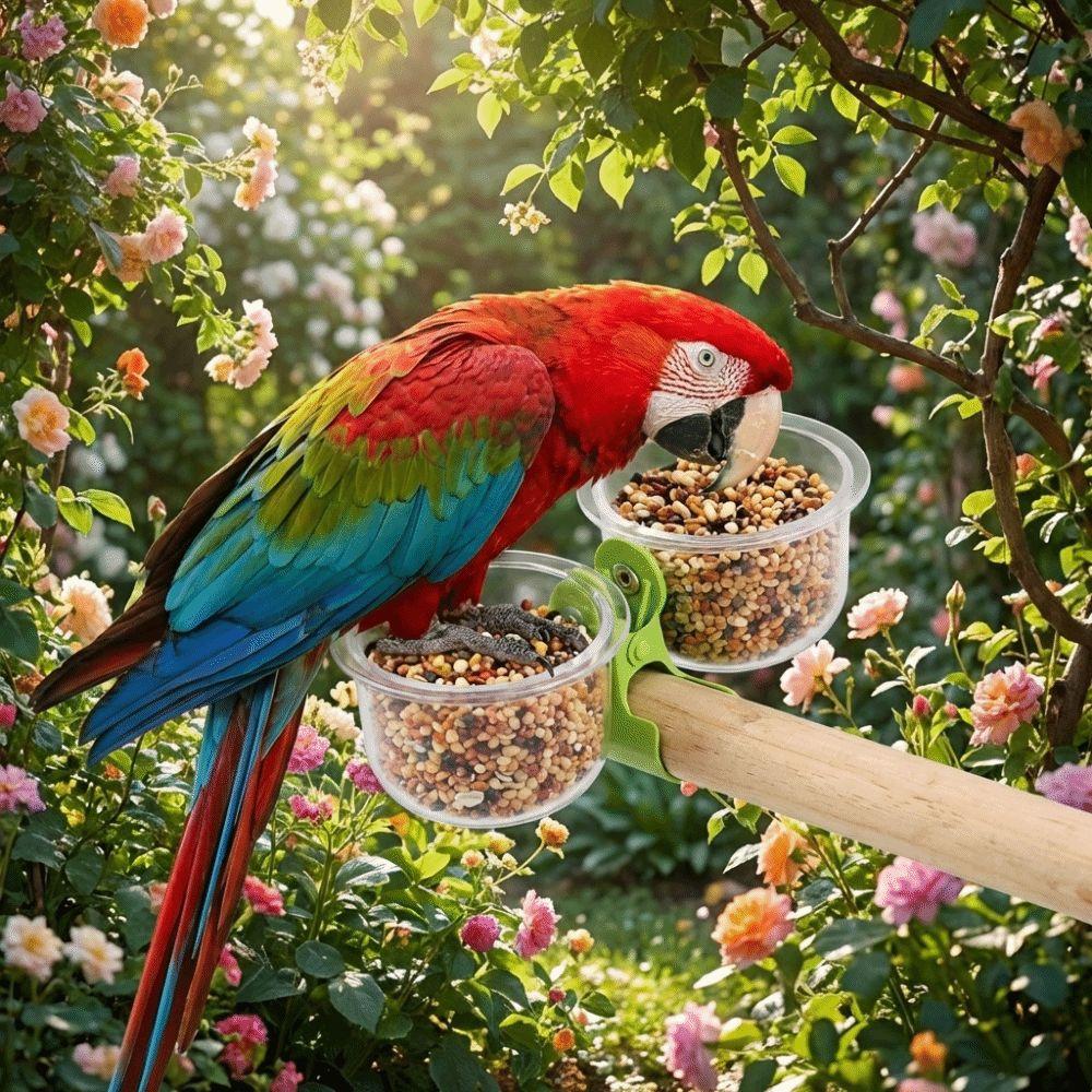 With Clip Bird Cage Feeder Transparent Pet Bird Feeder Parrot Food Bowl  Small Pet Bird