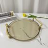 Abay Round Acrylic Mirror Serving Tray Set with Gold Rim
