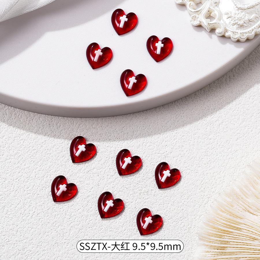 Nail art accessories - heart-shaped cross crystal flat-bottom decorative nail art accessories