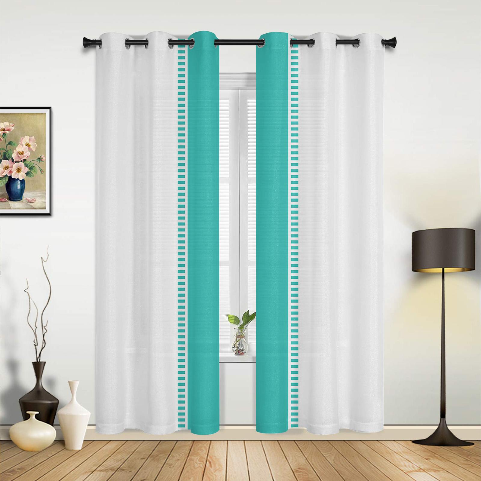 

Современные Белые Шторы с Синей Полосой для Спальни, Гостиной, Кухни, Детской Окна Декор Дома Отличного Качества Из Полиэстера W100*H130(CM)-Hooks&2PCS