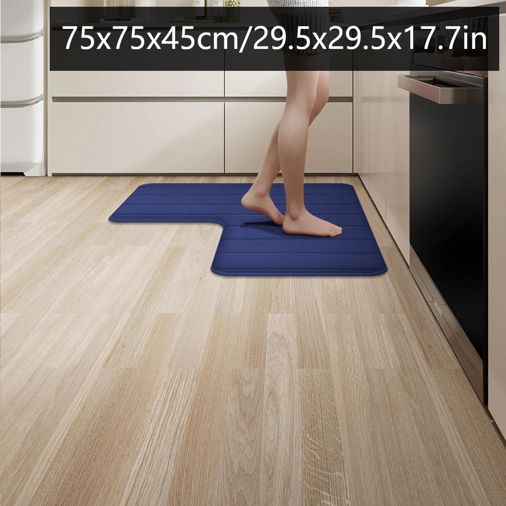 L-Shaped Flannel Kitchen Carpet Restaurant Large Size Non-Slip Floor Mat Door Absorbent Mat Entrance Mat Premium