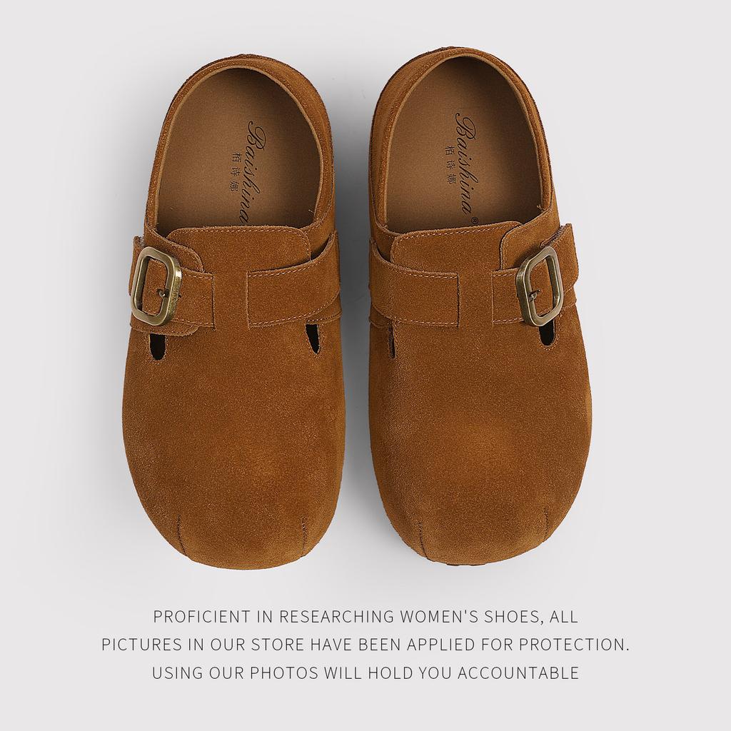 Distribution - Vintage Birkenstocks Women'S Belt Buckle Baotou Half-Drag Lazy One Pedal Thick-Soled Versatile British