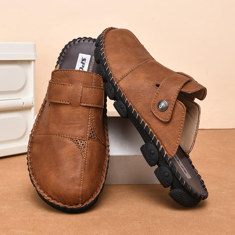 Summer Men's Leather Sandals Slippers Beach Sandals Outdoor Rubber Flip Flops Men Water Trekking Sandals
