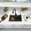 Drop In Kitchen Sink 304 Stainless Steel Workstation Sink Fast Drain Anti-Clog Topmount Single Bowl with Pull-Out Faucet