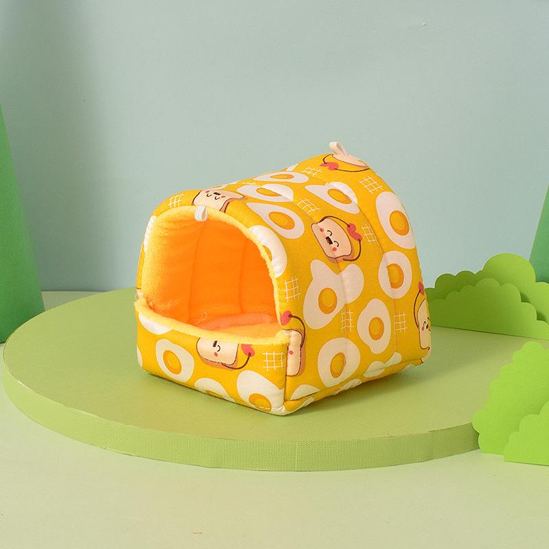 Cute Cartoon Rabbit Hamster Nest Small Animal Sleeping Bed Winter Warm Velvet Mat Pet Cage Accessory for Guinea Pig Mice Rat