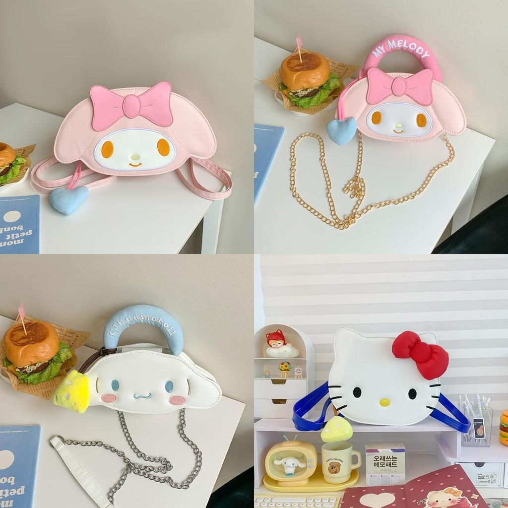 Melody Cinnamoroll Hello Kitty Pu Cartoon Dog Mini Crossbody Bag With Chain For Girls Daily Use
