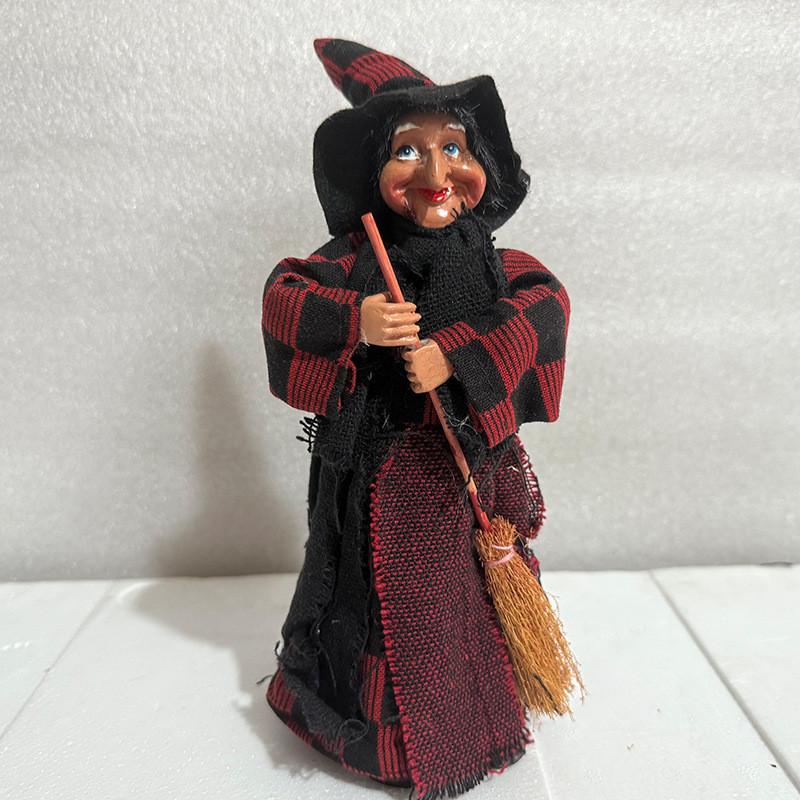 Halloween Witch Figure With Fabric Dress For Haunted Room Atmosphere Decoration