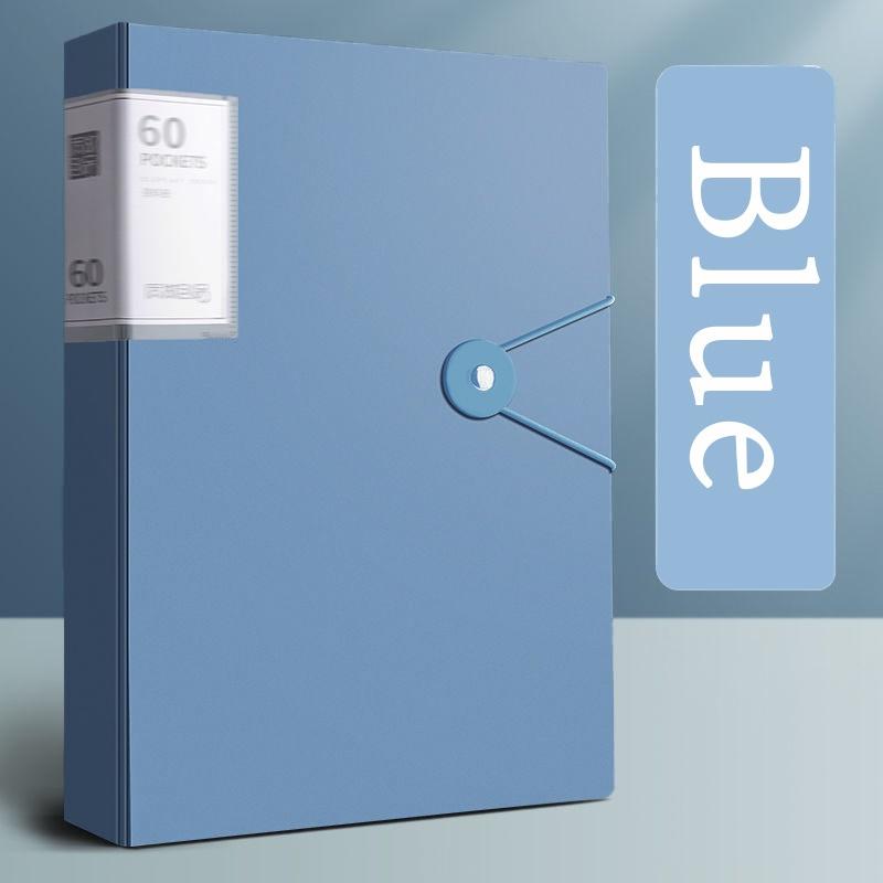 A4 60-Pocket Large Capacity Transparent File Folder with Transparent Front Cover & Labeling System - Heavy-Duty PP Material