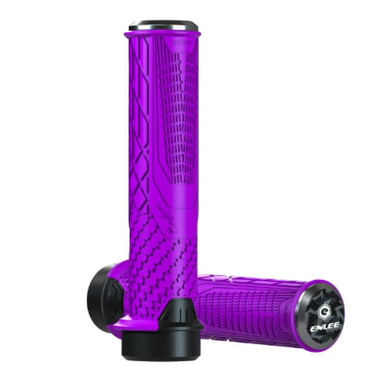 1pair Mountain Bike Grip Riding Anti-slip Grip Cover Universal Lockable Rubber Handle Riding Accessories Bicycle Handlebar Grips Purple