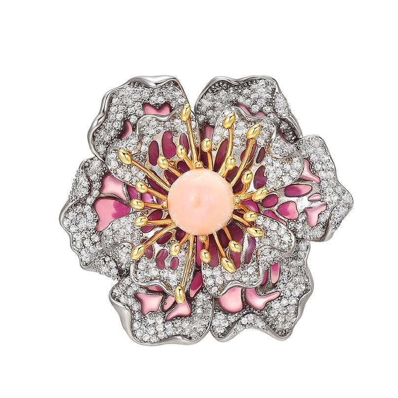 

Light luxury niche China-Chic peony flower brooch, high-end and exquisite, versatile, temperament queen clothing brooch pin срібний
