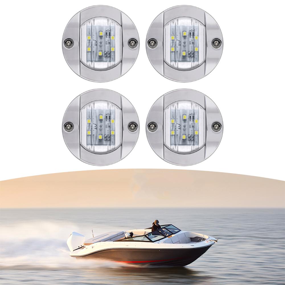 4 Pcs LED Boat Light 12V Round Marine Lamp LED Transom Mount Light for Boat Deck