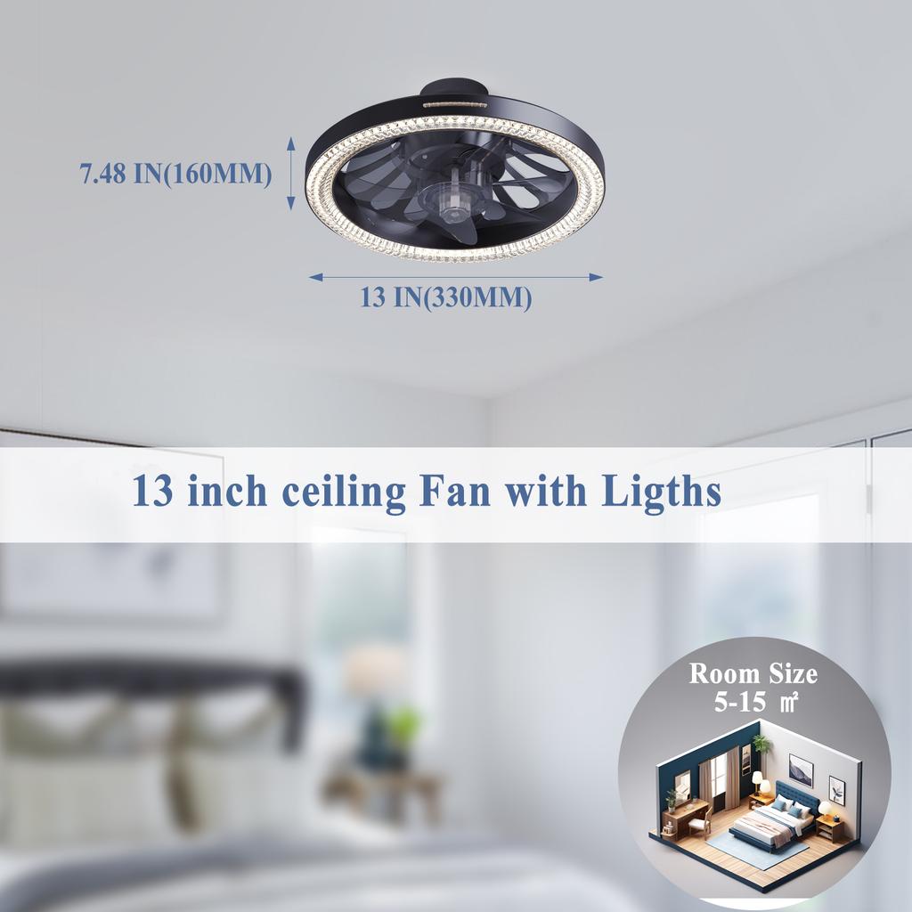 2-in-1 Ceiling Fan with LED Light Remote Control Dimmable Smart Fan Light for Bedroom Living Room Kitchen