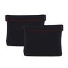 2pcs Earphone Pouch PU Leather Black Auto Elastic Closure Portable Earbud Storage Bag for Coin Key USB Drive Jewelry