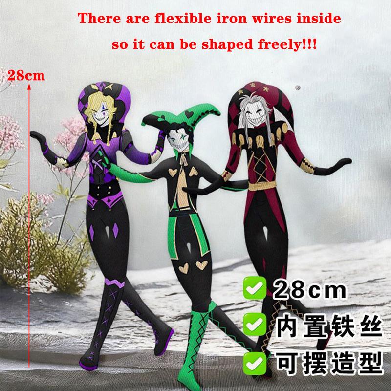 28cm Flexible With Body Wire Funny Anime The Freak Circus Plush Toys Lovely Pierrot Character Figure Plushie Doll Desk Decor