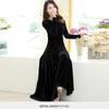 2025 New Autumn/Winter Plus Size Velvet Dress Long Sleeved, V Neck, Big Swing Gown for Evening Parties and Banquets