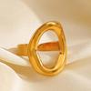 Stainless Steel Geometric Hollow Open Rings for Women Simple Gold Color Irregular Pleated Adjustable Finger Rings Jewelry Gifts