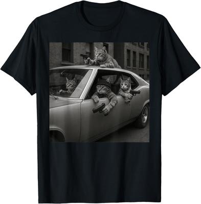 Men Women Funny Cat Gang Vintage Cute Kitten Gangster Cat T-Shirt Unisex T-Shirt