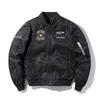Reversible Spring & Autumn American Style Pilot Jacket with Embroidered Patches - Plus Size