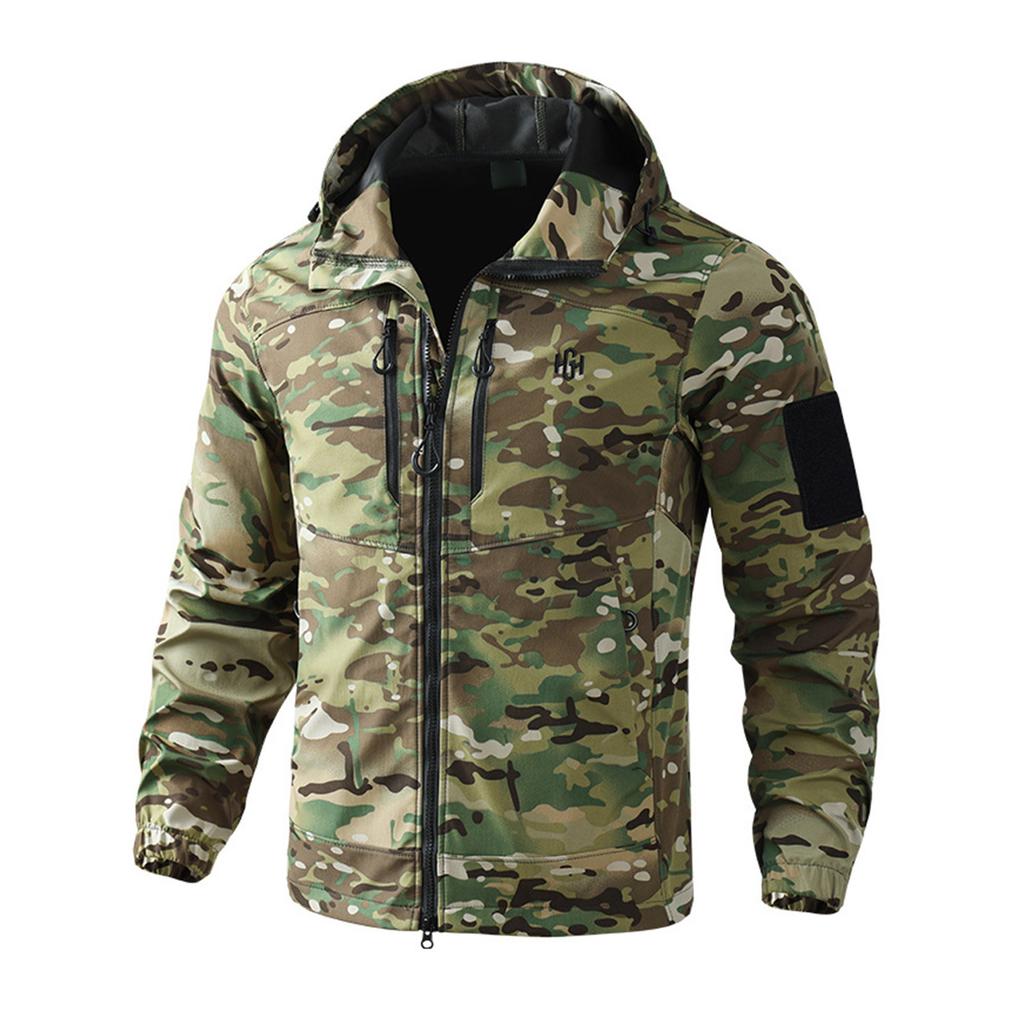Herren Jackenanzug  Herren Arbeitskleidung  Verschleißfester Camouflage-Anzug  Trainingsanzug mit Kapuze  Bergsteiger-Outdoor-Anzug